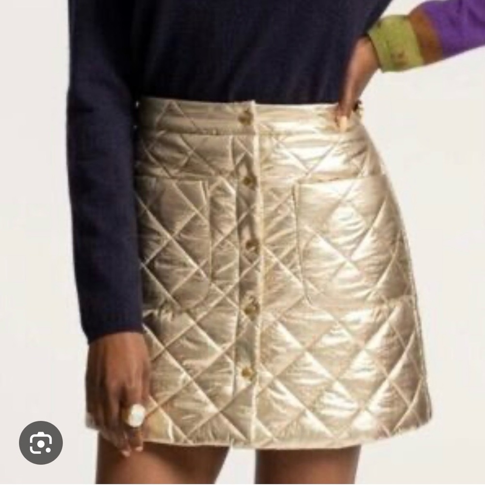Frances Valentine Metallic Gold Quilted Mini Skirt